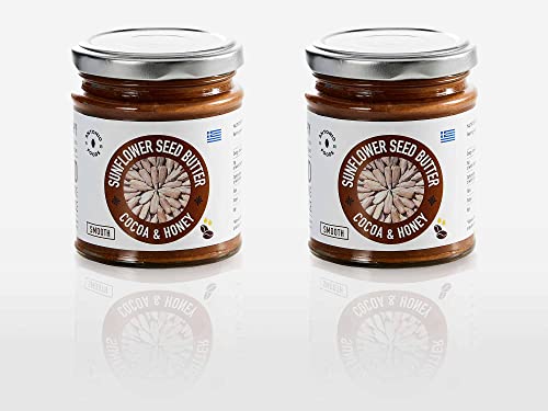 Premium-Sonnenblumenkernmus aus gerösteten Griechischen Sonnenblumenkernen mit Kakao und Honig, hohem Proteingehalt, hohem Ballaststoffgehalt und ohne Konservierungsstoffe - 2x200g Premium-Sonnenblumenkernmus aus gerösteten Griechischen Sonnenblumenkernen mit Kakao und Honig, hohem Proteingehalt, hohem Ballaststoffgehalt und ohne Konservierungsstoffe - 2x200g von Antonio Foods