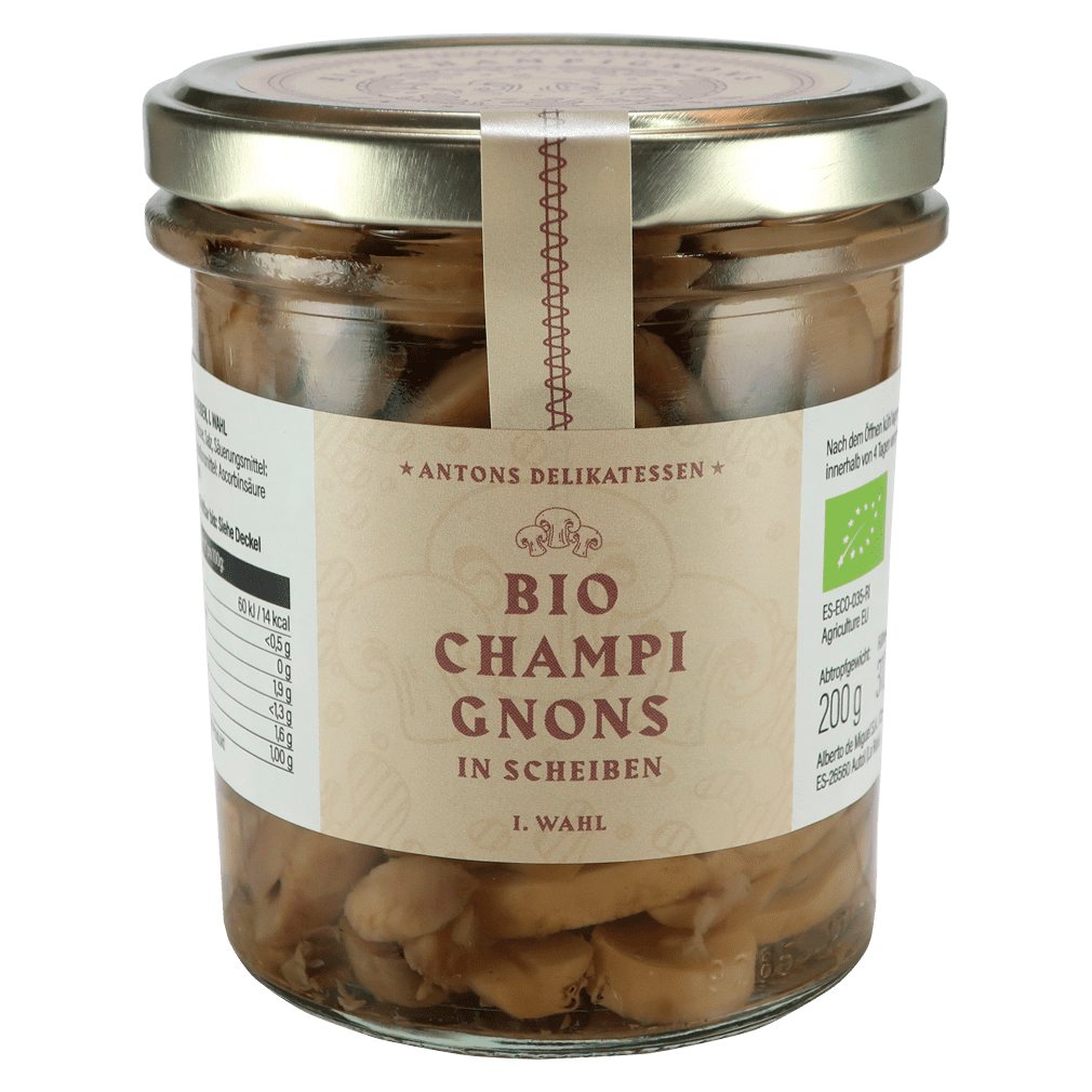 Bio Champignons in Scheiben Bio Champignons in Scheiben von Antons Delikatessen