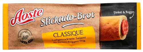 Aoste Stickado-Brot Classique Luftgetrocknete Salami im Dinkel-Roggen-Teig, 12er Pack (12 x 45g) von YESMOO