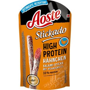 Aoste Stickado High Protein Hähnchen Salami-Sticks, 12er Pack (12 x 60g) von Aoste