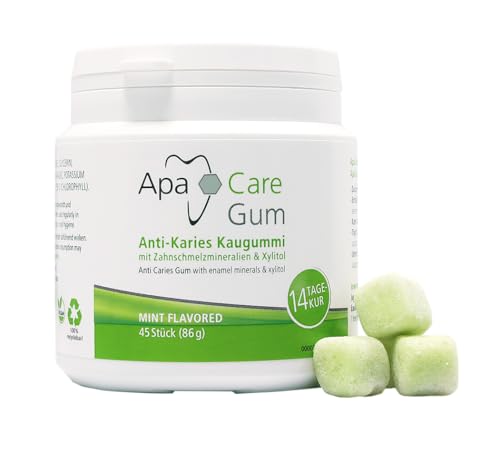 Apa Care Gum Anti-Karies Kaugummi mit mit Zahnschmelzmineralien und Xylitol | 6 Dosen von Apa Care