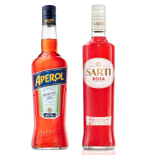 Aperol Aperitivo, 11% / Aperol Spritz - Italien's Nr. 1 Cocktail, 1 x 0,7 L + Sarti Rosa - Premium Frucht-Likör aus Italien - als Spritz,14 Prozent vol. - 1 x 0,7 l von Aperol