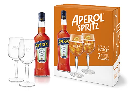 Aperol Aperitivo Geschenkset - 1 x 0,7 l - Aperol Spritz im Set mit 2 Gläsern - Italiens Nr. 1 Cocktail mit erfrischendem Geschmack - 11 % Vol. Alkohol von Aperol