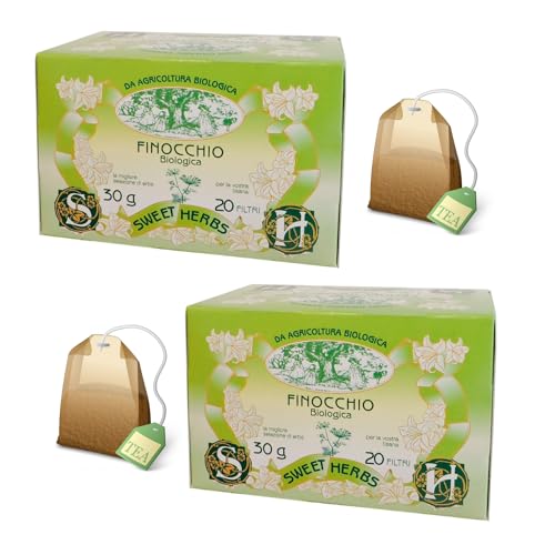 Sweet Herbs® | Fenchel verdauungsfördernder Kräutertee | Bio-Fenchel-Aufguss nach dem Essen – 2 x 20 Filter in einzelnen Beuteln (60 g) von Apicoltura Brezzo