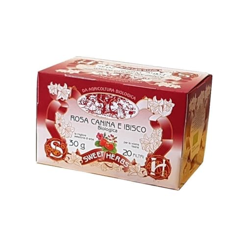 Sweet Herbs® | Hagebutten- und Hibiskus-Kräutertee | Bio-Kräutertee mit antioxidativer Wirkung – 20 Filter in einzelnen Beuteln (30 g) von Apicoltura Brezzo