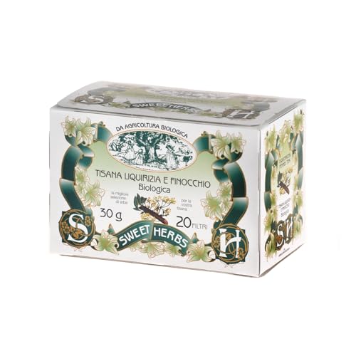 Sweet Herbs® | Kräutertee Lakritz Fenchel | Biologischer Verdauungsaufguss Lakritze Fenchel – 20 Filter in einzelnen Beuteln (30 g) von Apicoltura Brezzo