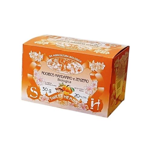 Sweet Herbs® | Rooibos-Mandarine-Ingwer-Kräutertee | Bio-Rooibos-, Obst- und Gewürzaufguss – 20 Filter in einzelnen Beuteln (30 g) von Apicoltura Brezzo