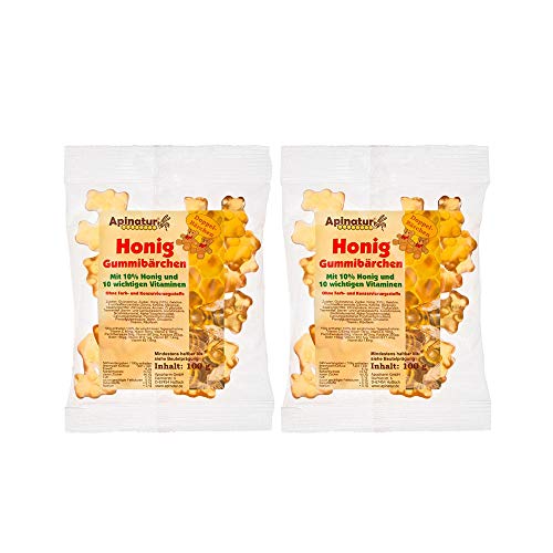 Fruchtgummi Honig Zwillinge 2er-Set, mit 10 % Honig, ohne Farb- und Konservierungsstoffe (2 x 100 g) von Apopharm