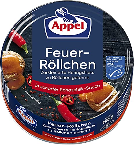 Appel Feuer-Röllchen – Leckere Heringsröllchen in scharfer Schaschlik-Sauce - MSC Zertifiziert - 12 x 200 g von Appel