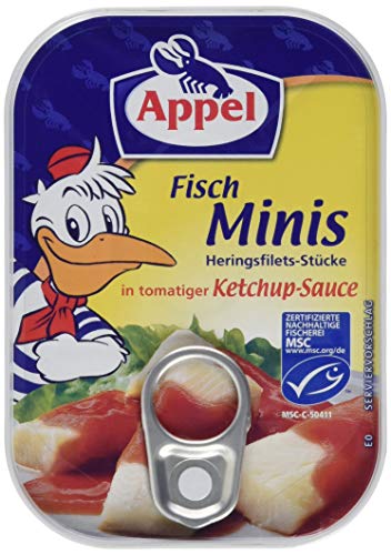 Appel Fisch-Minis - Zarte Heringsfilet-Stücke in mild gewürzter Ketchup-Sauce - MSC Zertifiziert - 12 x 100 g von Appel