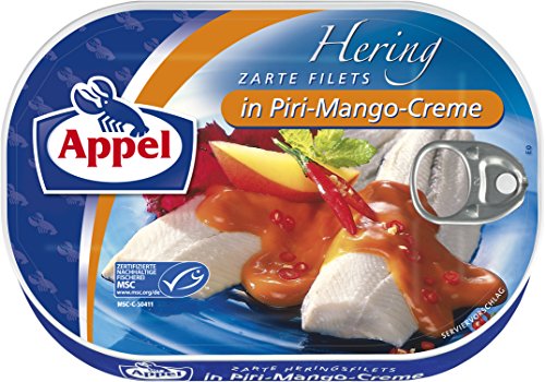 Appel Heringsfilets in Piri-Mango-Creme, 10er Pack Konserven, Fisch in Piri-Mangocreme von Appel