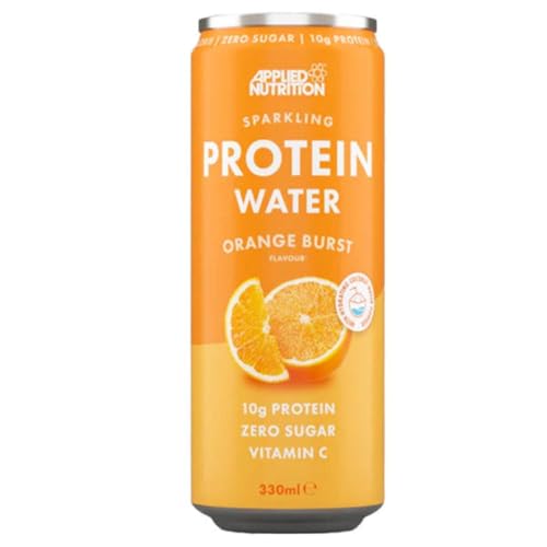Applied Nutrition Protein Wasser – 10 g Kollagen-Boost Protein Drink – Kalorienarme Flüssigkeitszufuhr mit Vit C & Kokosnusswasser – Erfrischungs- und Vitaldrink (12 Dosen x 330 ml, Orange Burst) von Applied Nutrition