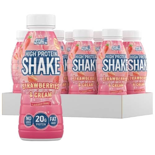 Applied Nutrition - Proteinshake, Eiweißshake | RTD Workout Shake | 20g Protein + (8 x 500ml (1 Packung), Strawberries & Cream) von Applied Nutrition