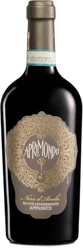 Aprimondo Nero d'Avola, Italienischer Rotwein, Gekeltert aus Angetrockneten Trauben, mit Beerigen und Balsamischen Noten, 16 % Vol., 750 ml Flasche von Aprimondo
