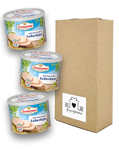 Fleischwerke Zimmermann Leberkäse in der Dose (3er Pack/Bundle / 3 x 200g) ideal zur Vorratshaltung und für den schnellen Genuss von AproposGeschenk