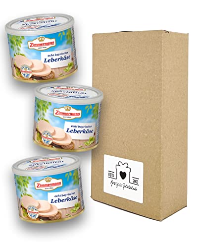 Fleischwerke Zimmermann Leberkäse in der Dose (3er Pack / Bundle / 3 x 200g) ideal zur Vorratshaltung und für den schnellen Genuss von AproposGeschenk