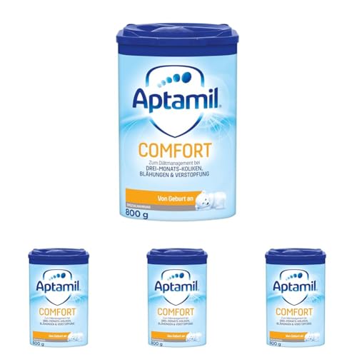 Aptamil Comfort – Spezialnahrung von Geburt an, Zum Diät Management, Bei Koliken, Blähungen & Verstopfungen, Palmöl, Milchpulver, 1x 800 g (Packung mit 4) von Aptamil