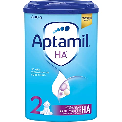 Aptamil HA 2 – Anschlussnahrung nach dem 6. Monat, Mit Omega 3 & 6, DHA, ARA & ALA, Nur Laktose, Ohne Palmöl, Babynahrung, Milchpulver, 1x 800g von Aptamil