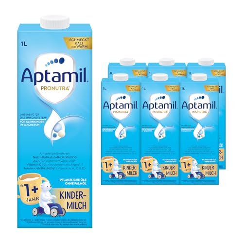 Aptamil Kindermilch 1+ 1 Liter trinkfertig (6er Pack), trinkfertig & praktisch, für Kleinkinder im Wachstum, mit Vitaminen A, C und D sowie ALA (Omega-3), Calcium und Jod, ohne Palmöl von Aptamil