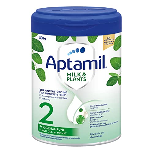 Aptamil Milk & Plants 2 – Folgenahrung nach dem 6. Monat, Mit Omega 3, DHA & ALA, Ohne Palmöl, Babynahrung, Milchpulver, 1x 800g von Aptamil