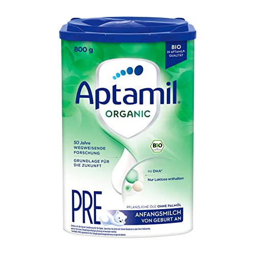 Aptamil Organic PRE – Bio Anfangsmilch von Geburt an, Mit DHA, Nur Laktose, Ohne Palmöl, Babynahrung, Milchpulver, 1x 800 g von Aptamil