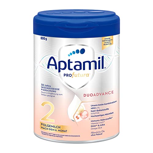 Aptamil Profutura DUOADVANCE 2 – Folgemilch – Baby-Milchpulver – Nach dem 6. Monat – Mit pflanzlichen Ölen und ohne Palmöl – 1 x 800 g von Aptamil