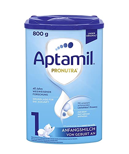 Aptamil Pronutra 1 – Anfangsmilch von Geburt an, Mit DHA, Nur Laktose, Ohne Palmöl, Babynahrung, Milchpulver, 1x 800 g von Aptamil