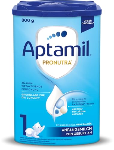 Aptamil Pronutra 1 – Anfangsmilch von Geburt an, Mit DHA, Nur Laktose, Ohne Palmöl, Babynahrung, Milchpulver, 1x 800 g von Aptamil