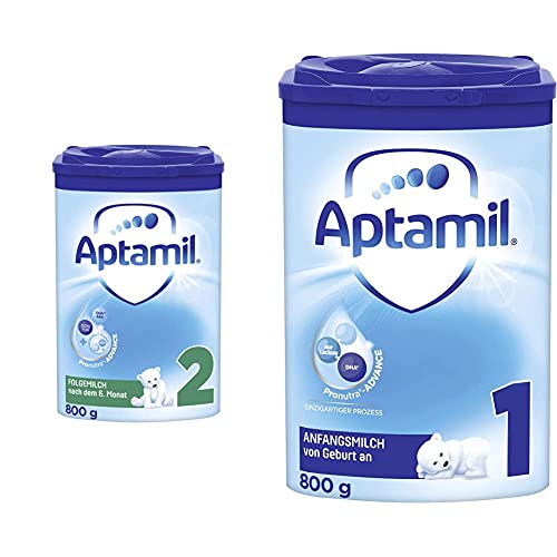 Aptamil Pronutra-ADVANCE 2, Folgemilch nach dem 6. Monat, Baby-Milchpulver (1 x 800 g) & Pronutra-ADVANCE 1, Anfangsmilch von Geburt an, Baby-Milchpulver (1 x 800 g) von Aptamil