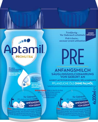 Aptamil Pronutra-ADVANCE PRE, Anfangsmilch von Geburt an, Baby-Milchnahrung, trinkfertig (6 x 4 x 200 ml) von Aptamil