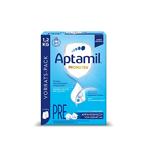 Aptamil Pronutra Anfangsnahrung Pre, von Geburt an, ohne Palmöl, mit schonendem Lactofidus Prozess, Vorratspack 1,2kg von Aptamil