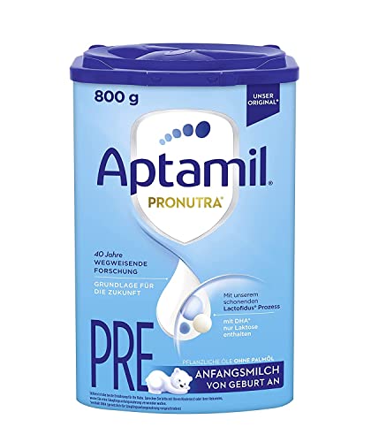 Aptamil Pronutra PRE – Anfangsmilch von Geburt an, Mit DHA, Nur Laktose, Ohne Palmöl, Babynahrung, Milchpulver, 1x 800 g von Aptamil