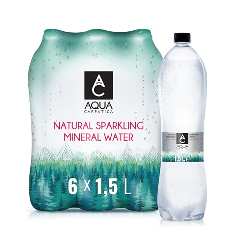 AQUA CARPATICA 1.5L x 6 Naturally Sparkling Sprudel Natürliches Mineralwasser, Natriumarm, Nitratfrei, Mit Natürlichen Elektrolyten, Calcium und Magnesium, Natürlich prickelnd, 100% Recycelbar von Aqua Carpatica