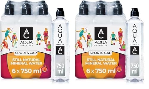 AQUA CARPATICA 750ml x 6 Still Sportscap Natürliches Mineralwasser, Fast Nitratfrei, Mit Natürlichen Elektrolyten, Perfekt für Sport und unterwegs, 100% Recycelbar, BPA Frei, Ohne Kohlensäure von Aqua Carpatica