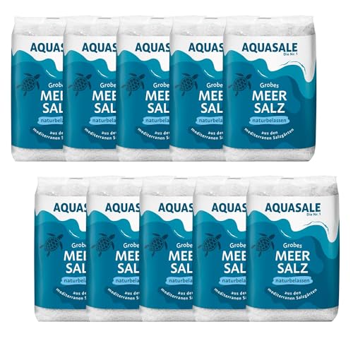 Aquasale Meersalz grobkörnig, 10er Pack (10 x 1 kg) von Aquasale