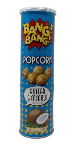 BangBang! Popcorn Butter & Coconut 85g - Vegan, Glutenfrei & ohne Konservierungsstoffe - Unfassbar lecker, knackige & geschmacksintensive Popcorn in stilvoller Verpackung + ArBo-Living Sticker von ArBo-Living