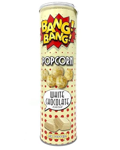 BangBang! Popcorn White Chocolate 85g - Vegan, Glutenfrei & ohne Konservierungsstoffe - Unfassbar lecker, knackige & geschmacksintensive Popcorn in stilvoller Verpackung + ArBo-Living Sticker von ArBo-Living