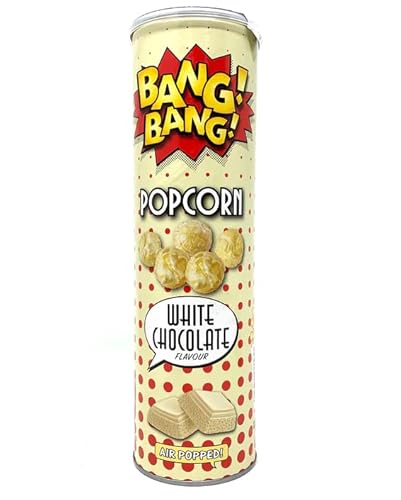BangBang! Popcorn White Chocolate 85g - Vegan, Glutenfrei & ohne Konservierungsstoffe - Unfassbar lecker, knackige & geschmacksintensive Popcorn in stilvoller Verpackung + ArBo-Living Sticker von ArBo-Living