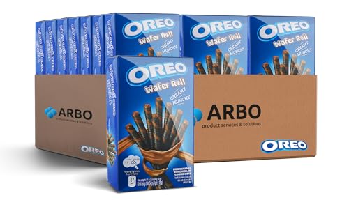Oreo Wafer Roll Chocolate 54g 20er Pack - Vorratspack - Waffel-Röllchen mit Schokolade gefüllt - ideal zum Dessert - Nachspeise Deko ArBo-Living Quality von ArBo-Living