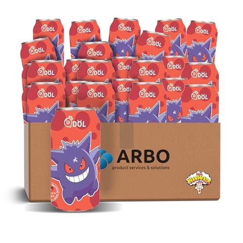 Pokemon Genger QDOL Erfrischungsgetränk Erdbeeren Geschmack mit Kohlensäure Drink 24x 355ml - ArBo-Living Quality von ArBo-Living