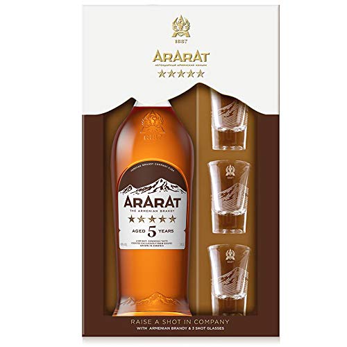 Ararat 5* NEW RANGE 5 Jahre alt 0,7 l + 3 Shotgläser_Geschenkbox von Ararat