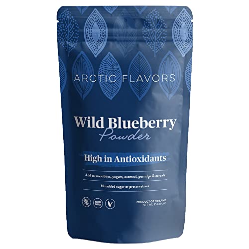 Arctic Flavors Wildheidelbeer pulver, gefriergetrocknet, reich an Antioxidantien, rein natürlich, 100% nachhaltig angebaute ganze Heidelbeeren aus den Arktischen Wäldern Finnlands, 85 g Arctic Flavors Wildheidelbeer pulver, gefriergetrocknet, reich an Antioxidantien, rein natürlich, 100% nachhaltig angebaute ganze Heidelbeeren aus den Arktischen Wäldern Finnlands, 85 g von Arctic Flavors