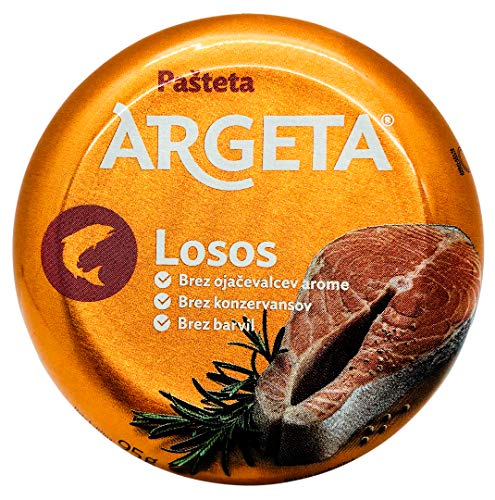 Argeta Premium Exquisite Lachspastete - 14 Dosen ausgezeichnete und köstliche Pastete - Naturaroma - Konservierungsmittel und glutenfrei - 1330 Gramm (95 Gramm pro Glas x 14) von Argeta