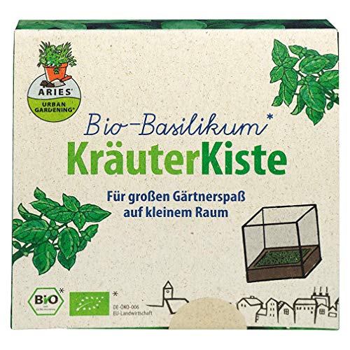 Aries - Bio-Basilikum Kräuterkiste - 1er Pack (1 x 68g) von ARIES