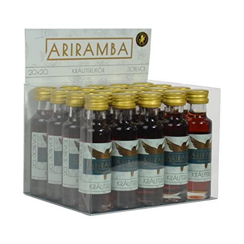 Ariramba Milder Kräuterlikör Über 40 Verschiedene Kräuter Geschenk Geschenkidee Schnaps Likör Mild Aromatisch Süß (20Stück (20 x 20ml)) von Ariramba