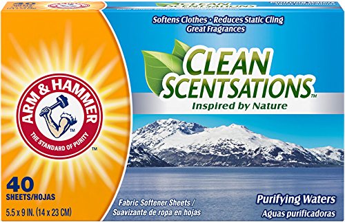 Arm & Hammer Arm und Hammer reinigen Scentsations Frische Weich Dryer Sheets, Purifying Waters - 40 Count (12er Pack) von Arm & Hammer