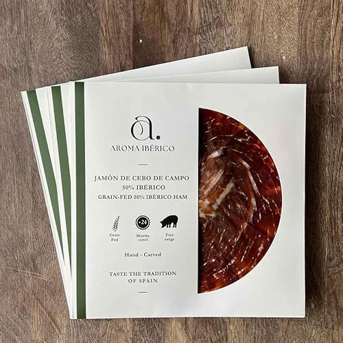 BOX IBERICO SCHINKEN CEBO DE CAMPO (300g) - 24 Monate gereift - Handgeschnitten - Aus Salamanca von Aroma Ibérico