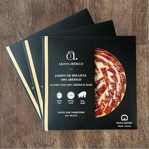 BOX IBÉRICO SCHINKEN PATA NEGRA (300g) - 36 Monate gereift - Handgeschnitten - Aus Salamanca (Spanien) von Aroma Ibérico