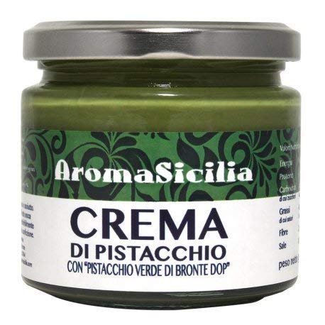 Süße PISTAZIENCREME mit 30% Pistazien, ohne Farbstoffe, Pistazien DOP aus Bronte (Sizilien) von AromaSicilia