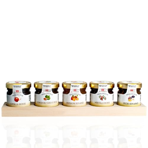 5 Italienische Marmeladen für Käse in Geschenk Holzbox | 5 x 35g von Aromataste